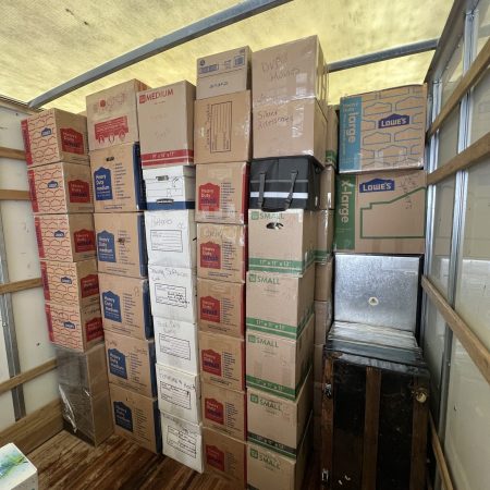 Boxes packed in a 26ft moving truck. Located in South bend, IN for moving